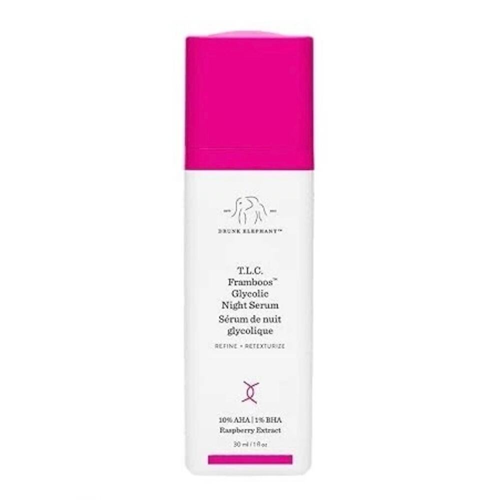 Drunk Elephant T.L.C. Framboos Glycolic Night Serum - Pink and White